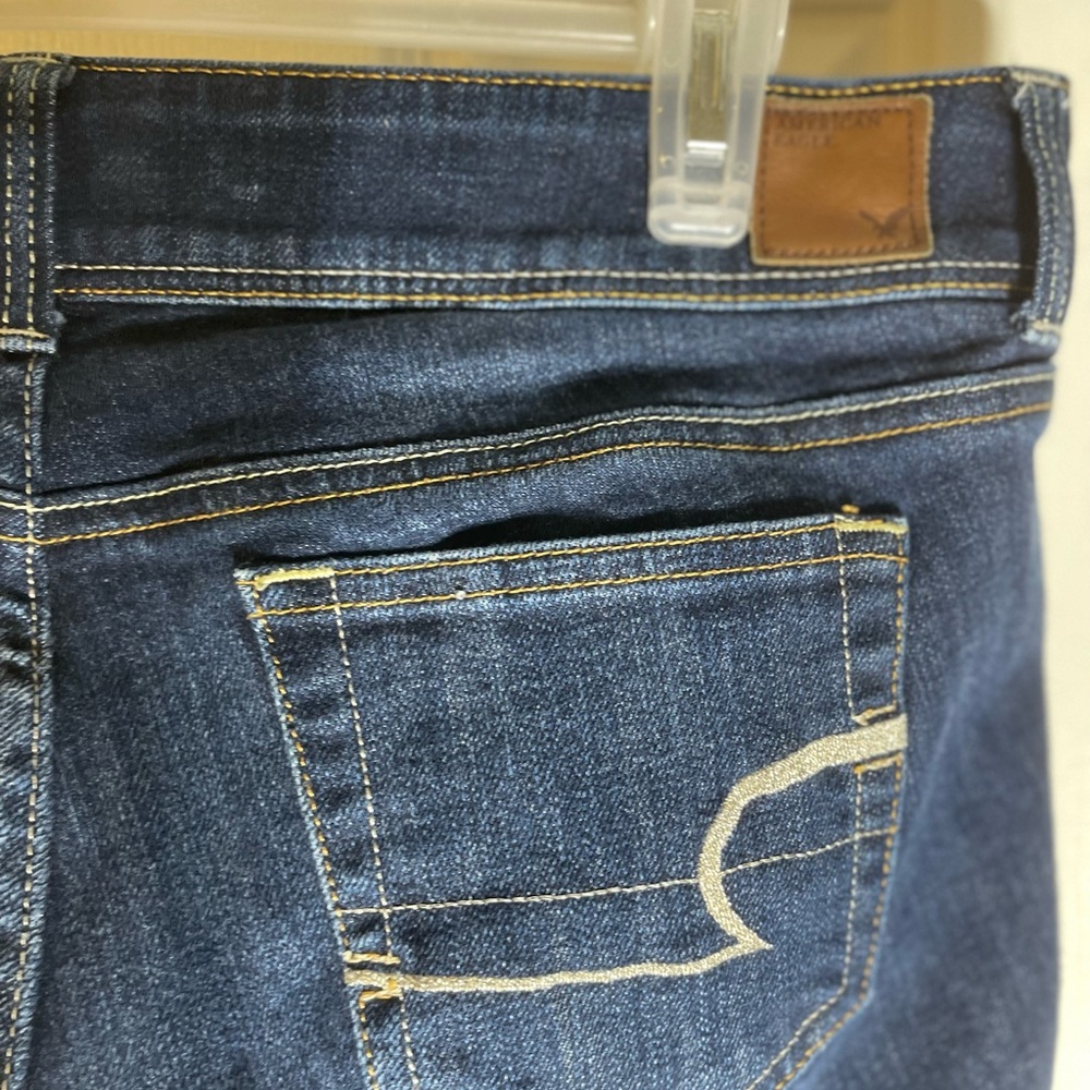 American Eagle Stretch Slim Boot Jeans size 8 Whiskered Wash Y2K - Picture 10 of 11